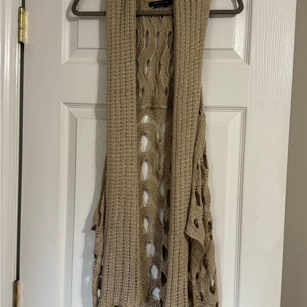 BCBGMaxAzria Open-Knit Tan Cardigan